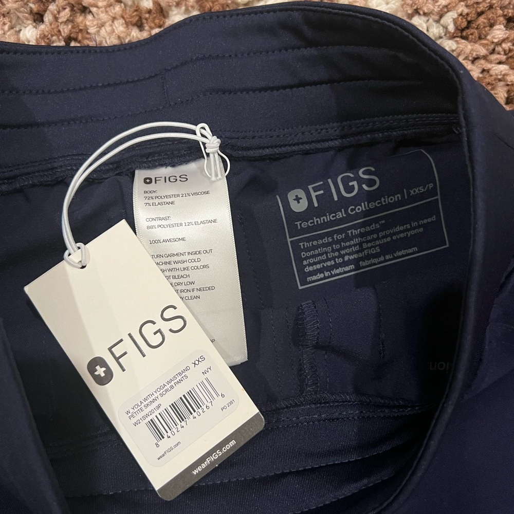 Figs Navy Blue Technical Collection Scrub Pants